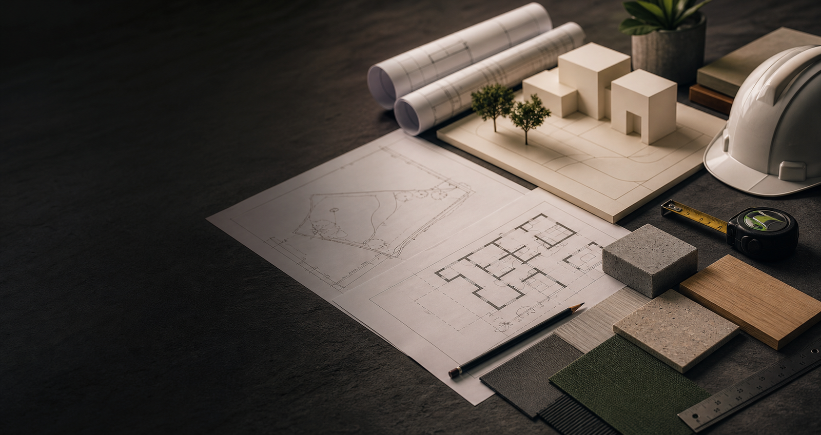 Construction planning, interior exterior materials, and land development concept